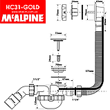 Сифон для ванни автомат золотого кольору HC31-GOLD McALPINE, фото 3