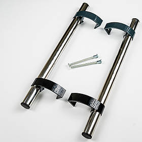 Ручка дверна офісна 500 мм нержавіюча сталь з чорним кріпленням