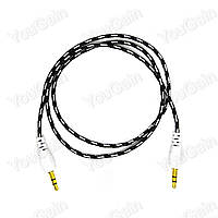 Кабель AUX 3.5mm Jack - Jack в тканевой оплётке 0.8 м