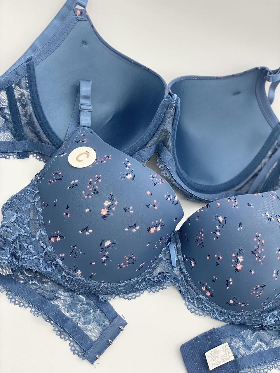 Бюстгальтер гладкий синій на 3 гачка HANA чашка з 94197-4, фото 1