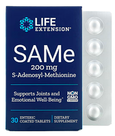 Life Extension, SAMe (дисульфат тозилат), 200 мг, 30 таблеток, покрытых кишечнорастворимой оболочкой