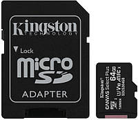 Карта памяти 64 Gb Kingston micro SD HC + SD адаптер (Canvas Select Plus/class 10 uhs-i u1/v10 A1)