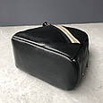 Шкіряний рюкзак із бежевою стрічкою спереду С60-КТ-2890 Чорний, фото 4