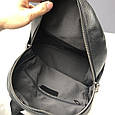 Шкіряний рюкзак із бежевою стрічкою спереду С60-КТ-2890 Чорний, фото 7
