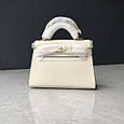 Сумка із клапаном 22см золота фурнітура С60-800-22 Біла, фото 3