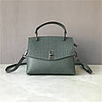Шкіряна сумка з двома ремінцями клапан під крокодила С67-КТ-3060 Зелена, фото 3