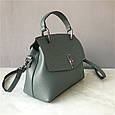 Шкіряна сумка з двома ремінцями клапан під крокодила С67-КТ-3060 Зелена, фото 6