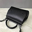 Шкіряна сумка трапеція з ручкою С67-КТ-3023 Чорна, фото 4