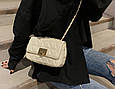 Сумка стьобана фактура на ланцюжку Т01-А-1758 Бежева, фото 4