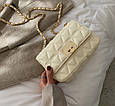 Сумка стьобана фактура на ланцюжку Т01-А-1758 Бежева, фото 9