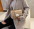 Сумка стьобана фактура на ланцюжку Т01-А-1758 Бежева, фото 5