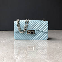 Силіконова сумка міні розмір ланцюжок на плече С60-А-1828 Блакитна