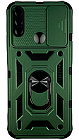 PC + TPU чохол Camshield armor для Motorola E7i (на мото е7) зелений