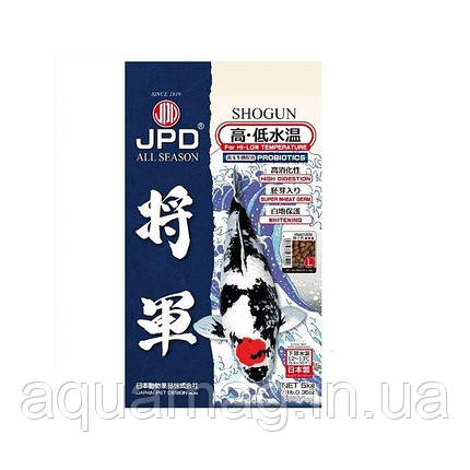 Японський всесезонний корм JPD SHOGUN (Шогун) 10 кг (M-4мм) для коропів кої, ставкової риби, фото 3