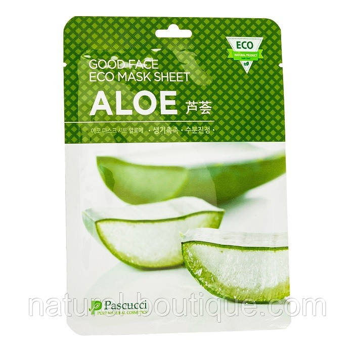 Маска тканинна для обличчя Amicell Pascucci Good Face Eco Aloe з екстрактом алое, фото 1