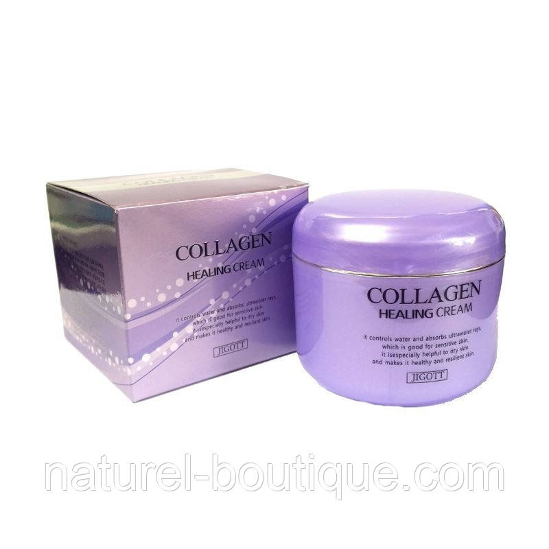 Крем для обличчя Jigott Collagen Healing cream з колагеном поживний, фото 1