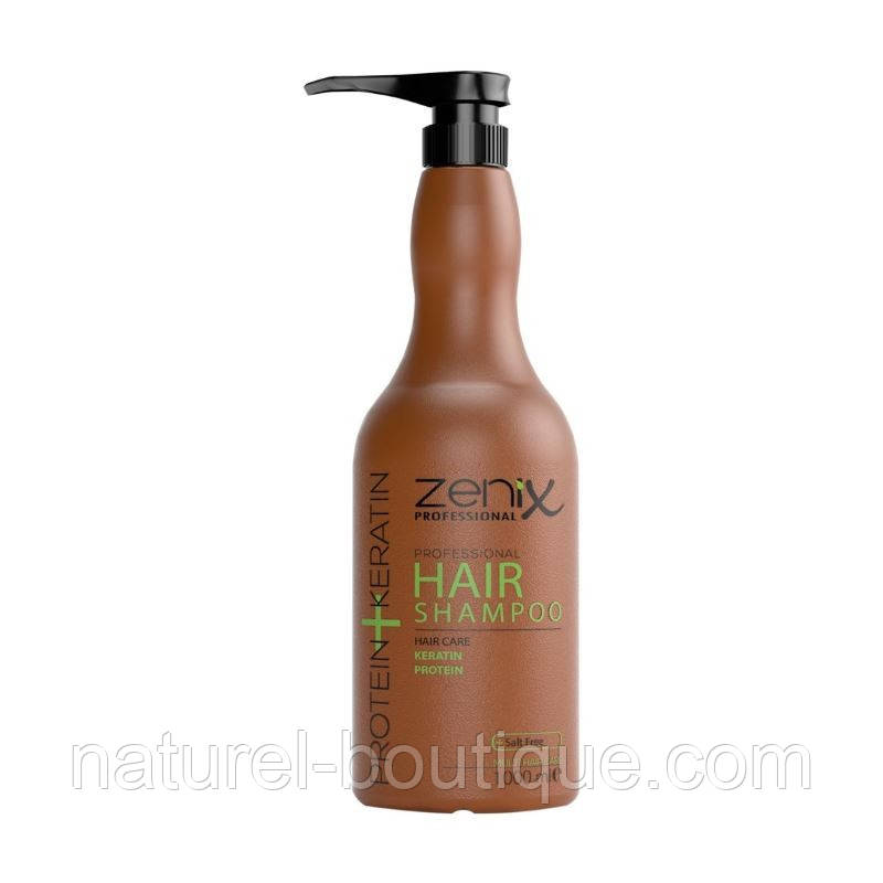 Кератиновий шампунь для глибокого очищення волосся Zenix PROTEIN+KERATIN 1000 мл, фото 1