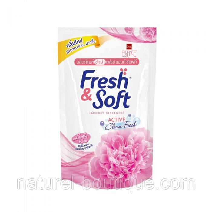 Гель для прання тканин Lion ESSENCE Fresh Soft Lovely Kiss запаска 400 мл, фото 1