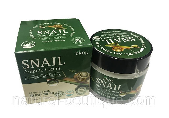 Ампульний крем для обличчя Ekel Snail Ampule Cream з муцином равлика, фото 1