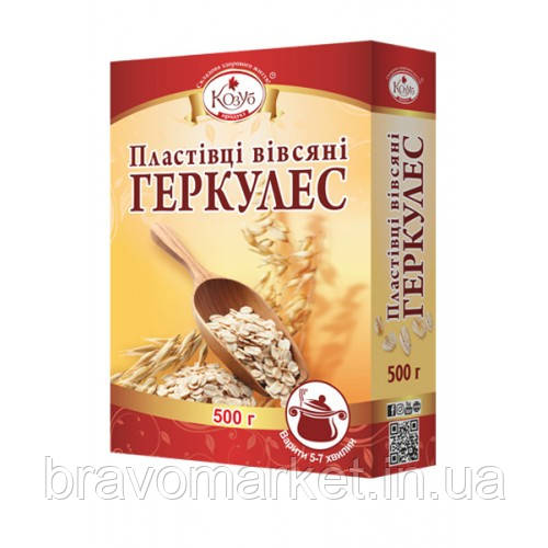 Пластівці вівсяні Геркулес швидкого приготування 500г ТМ Козуб, фото 1