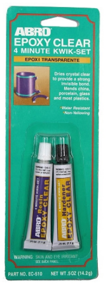 Клей 2-х компонентний епоксидний ABRO EPOXY CLEAR (14г) скло+пластик прозорий, фото 1