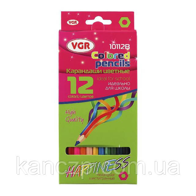 Олівці кольор.; (12 кол. у наб.); "Happyness"; арт. 10112B; VGR, фото 1