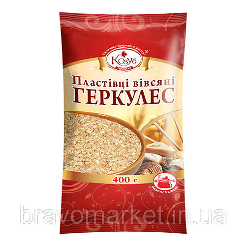Пластівці вівсяні Геркулес швидкого приготування 400г ТМ Козуб, фото 1