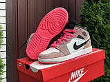 Жіночі демосезонні високі кросівки в стилі Nike Air Jordan,  персикові з рожевим, фото 3