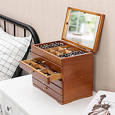Дерев'яна скринька-органайзер Wooden Collection для прикрас, різальна кришка, 5 рівнів, фото 4
