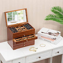 Дерев'яна скринька-органайзер Wooden Collection для прикрас, різальна кришка, 5 рівнів, фото 6