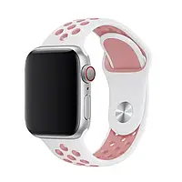 Силиконовый ремешок Sport Nike+ для Apple Watch 38 / 40 / 41 mm (White / Pink)