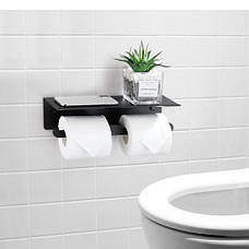 Тримач туалетного паперу подвійний, підставка під туалетний папір на два рулони Чорний, фото 2
