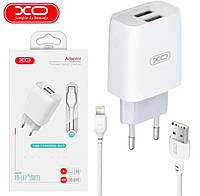 Оригинальный блок питания XO-L57 с кабелем lightning для Iphone 5 вольт 2.4 Ампера 2 USB Белый