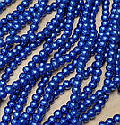 D-4мм Намистини скляні сині на нитці, фото 2