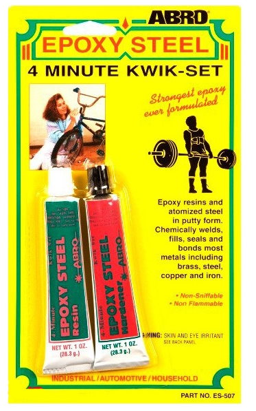 Клей 2-х Компонентный Эпоксидный ABRO EPOXY STEEL (57г) Дерево+метал ...