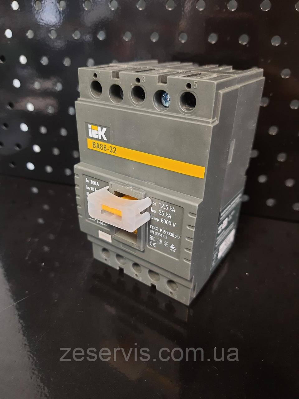 Автоматичний вимикач IEK ВА88-32 3Р 100А 25 кА, фото 1