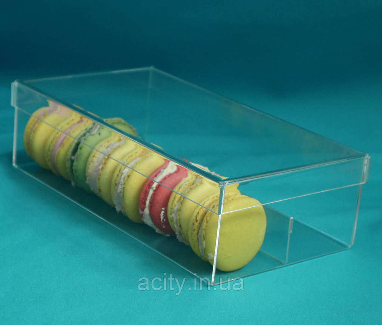 Коробочка для тістечок макарунс з кришкою, фото 1