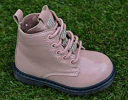 Демісезонні дитячі черевики лакові для дівчинки рожеві р22-25
