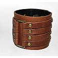 Широкий чоловічий браслет-манжета із натуральної шкіри "Wide 4", фото 4