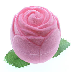 Футляр Роза Premium розовый бархат для ювелирных изделий под кольцо или украшения размер 5Х4 см