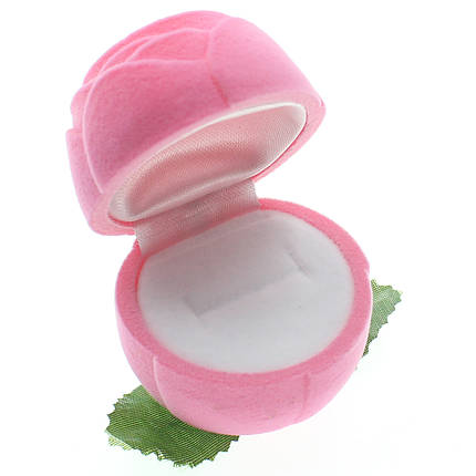 Футляр Роза Premium розовый бархат для ювелирных изделий под кольцо или украшения размер 5Х4 см, фото 2
