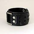 Широкий чоловічий браслет-манжета із натуральної шкіри регулюється кнопками, фото 5