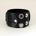 Широкий чоловічий браслет-манжета із натуральної шкіри регулюється кнопками, фото 6