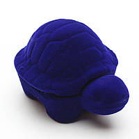 Футляр черепашка бархатный синего цвета для ювелирных изделий под кольцо или украшения размер 5х5х5 см