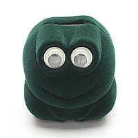 Футляр жабка маленькая зелёного цвета бархат для ювелирных изделий под кольцо или украшения размер 4Х4Х4 см