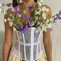 Женский свадебный корсет Milax, прозрачный бельевой корсет длинный, корсет под грудь белый
