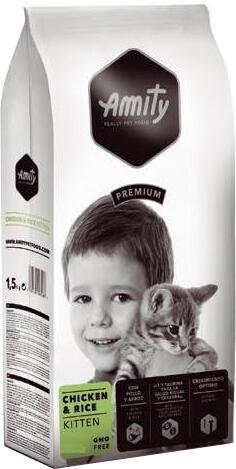 Сухий корм для кошенят, вагітних і годуючих кішок з куркою і рисом Amity Kitten 10 кг, фото 1