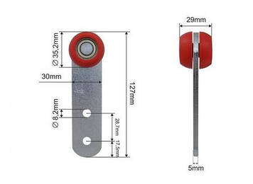 Ролик тенту (бічної штори) Ø35x29x127