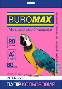 Набір кольорового паперу для друку та творчості 80г/м2, BUROMAX малиновий