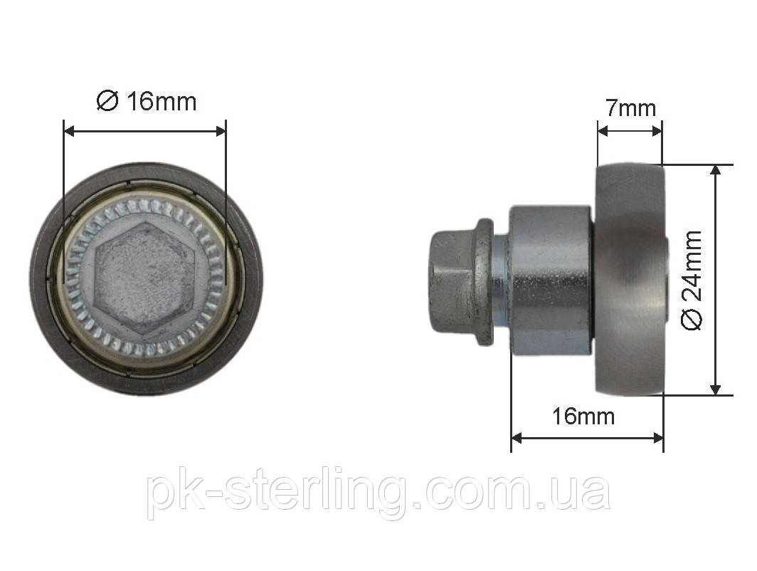 Ролик зсувного даху 24x7x16, фото 1